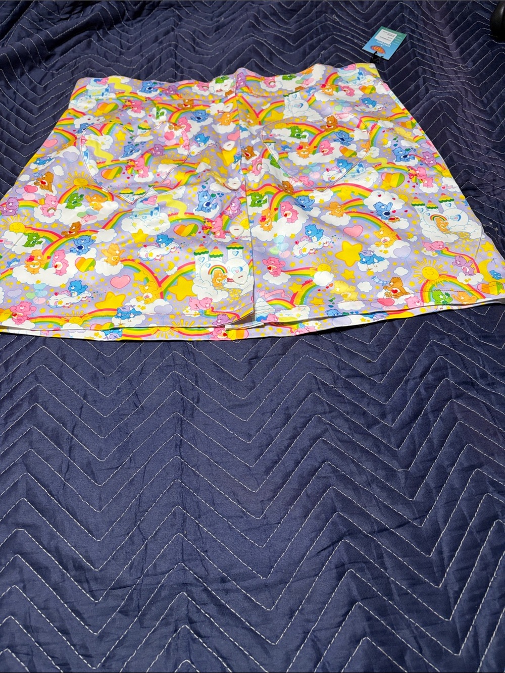 Unique Vintage Pastel Rainbow Care Bears A-Line Skirt